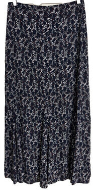 Banana Republic Skirt Women 6 Maxi Trumpet Ruffle Lined Zipper Blue Floral EUC